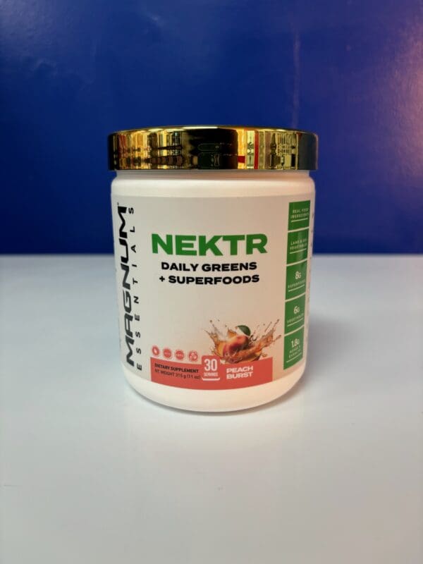 A jar of nektr daily greens and superfoods.