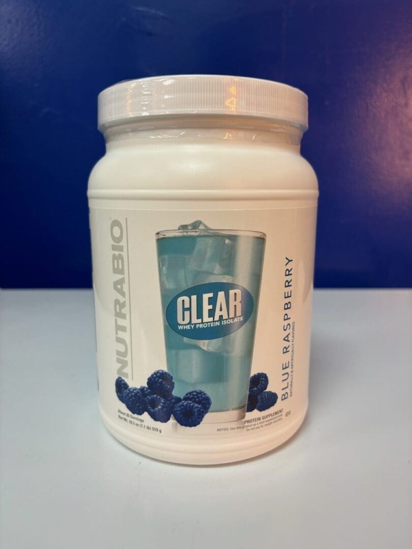 A jar of clear blueberry nutrabio