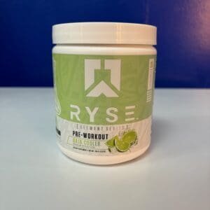 A white container of ryse pre workout